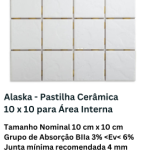 Alaska - Pastilha Cerâmica 10 x 10 para Área Interna
