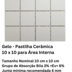 Gelo - Pastilha Cerâmica 10 x 10 para Área Interna