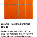 Laranja - Pastilha Cerâmica 10 x 10