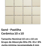 Sand - Pastilha Cerâmica 10 x 10