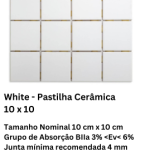 White - Pastilha Cerâmica 10 x 10